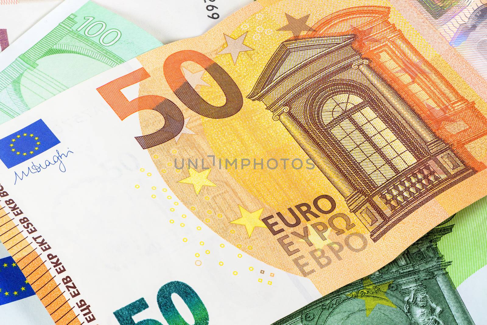 Closeup of 50 euro banknote by mkos83