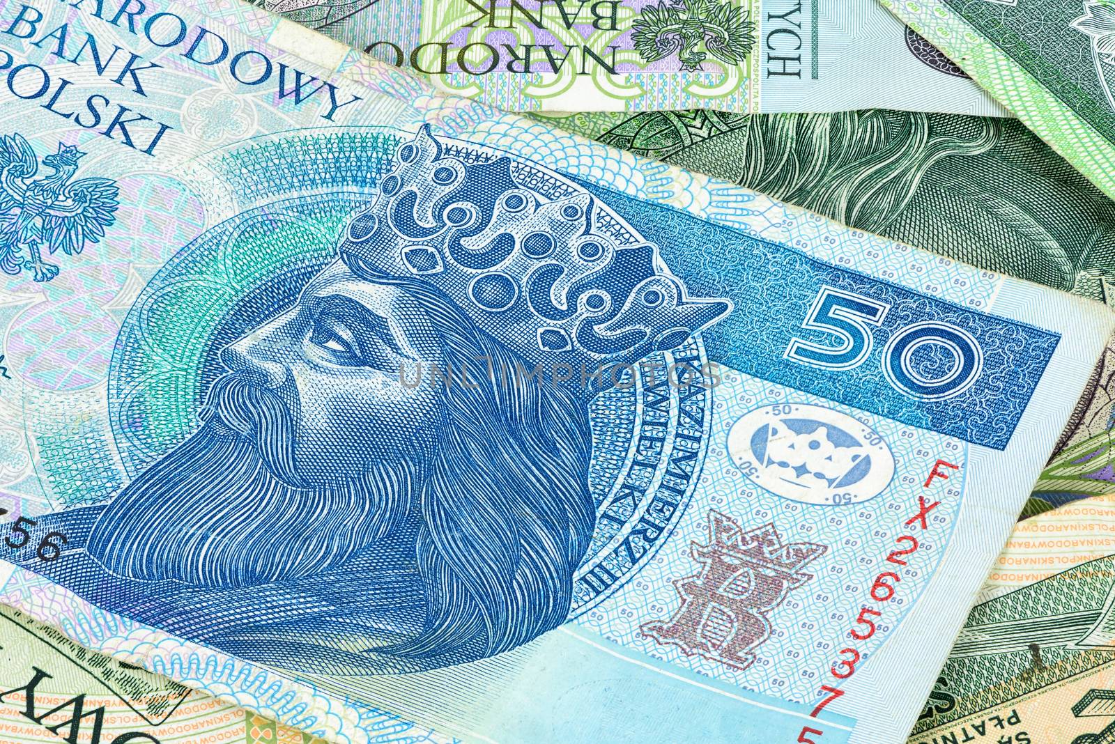 Closeup of 50 pln banknote by mkos83