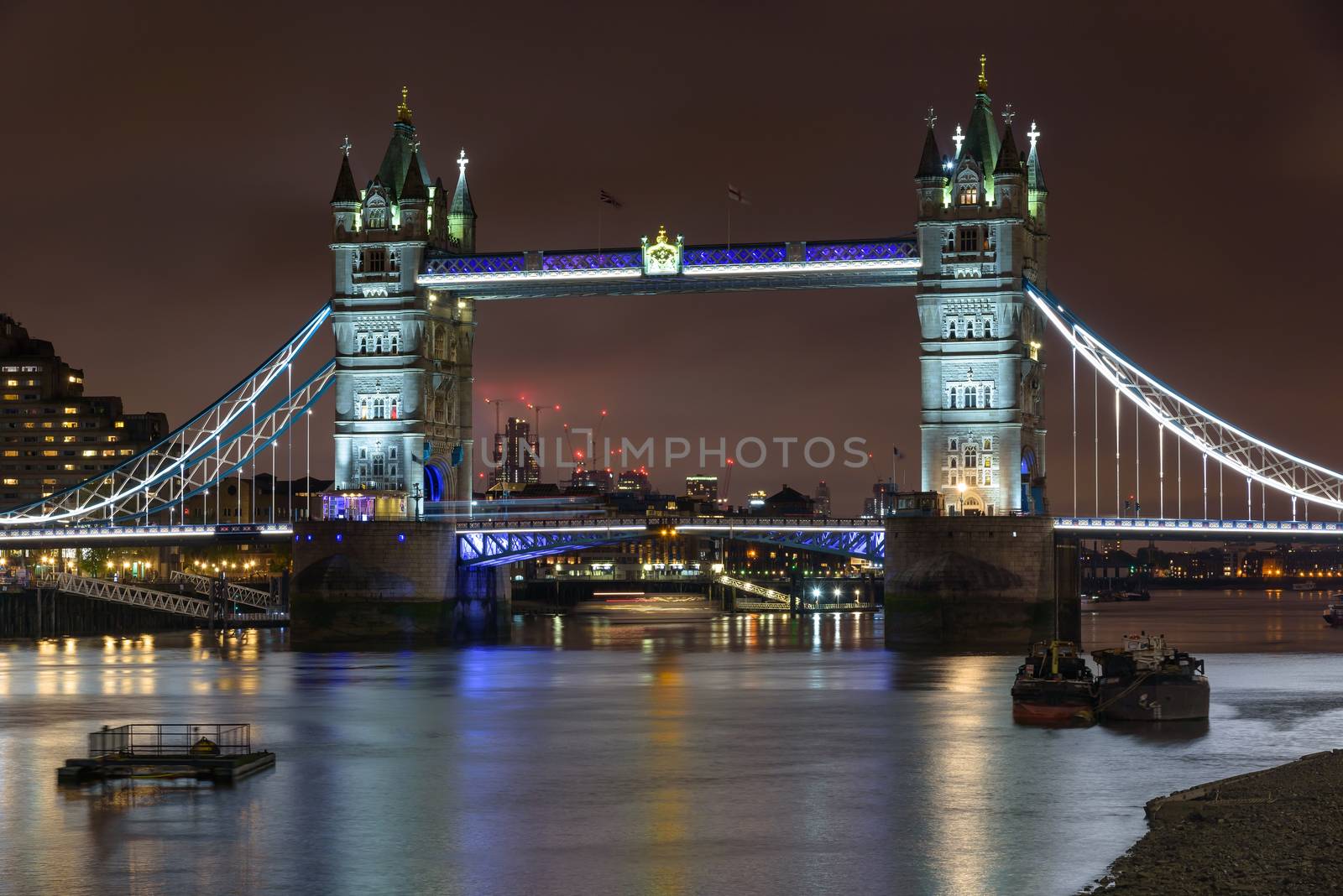 Tower Bridge in London at night by mkos83