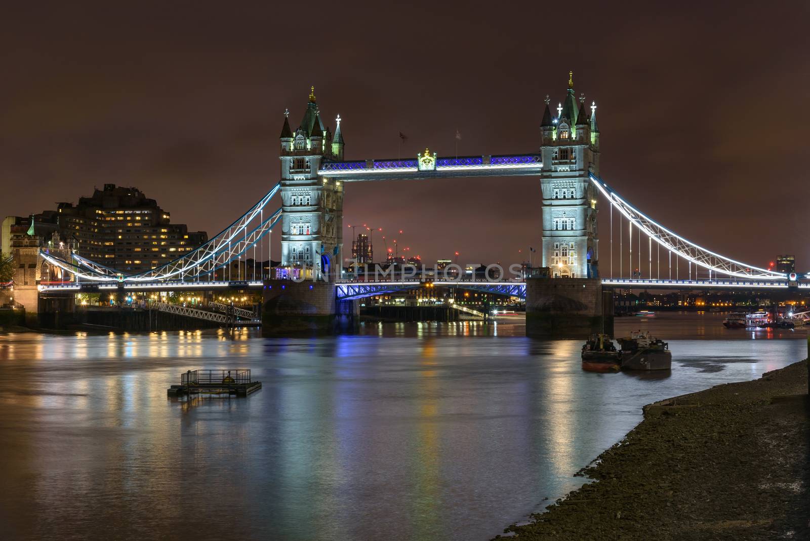 Tower Bridge in London at night by mkos83