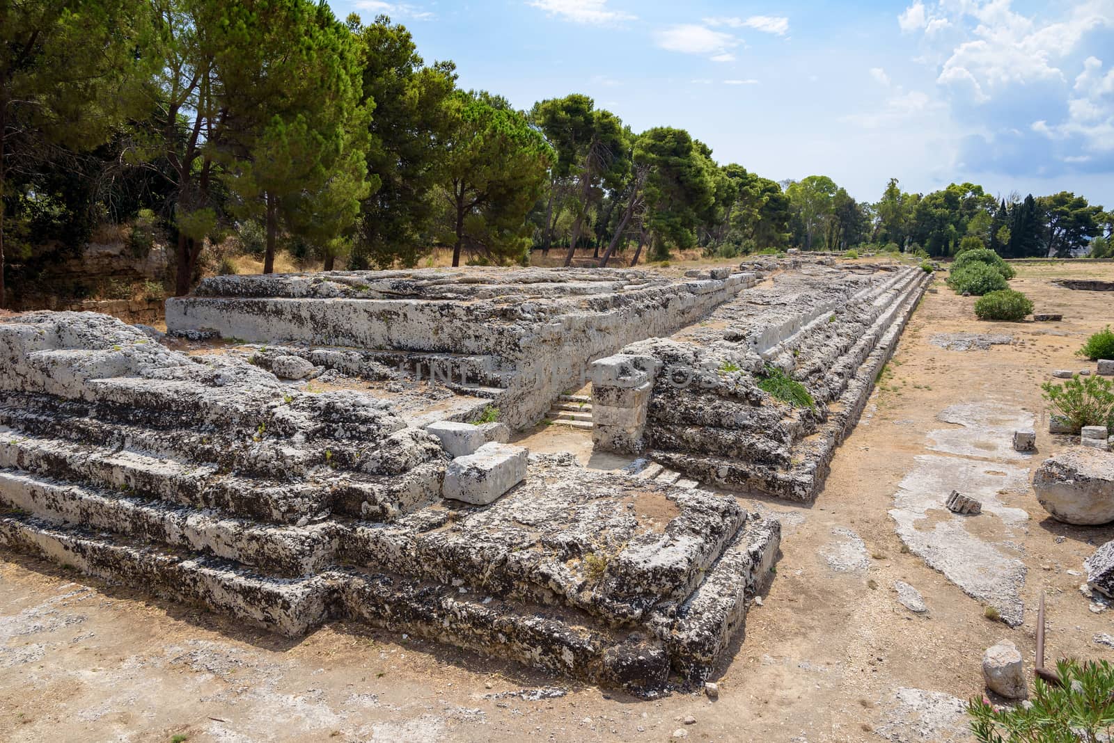 The ancient ruins of The Altar of Hieron in Syracuse, Sicily, Italy