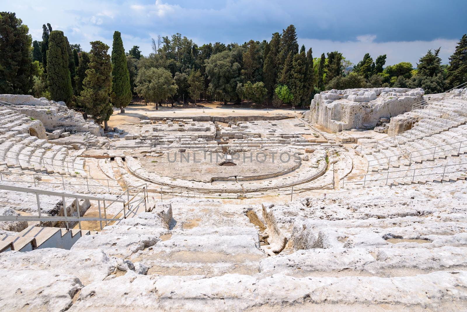 Ruins of greek ancient theatre of Syracuse, Sicily, Italy