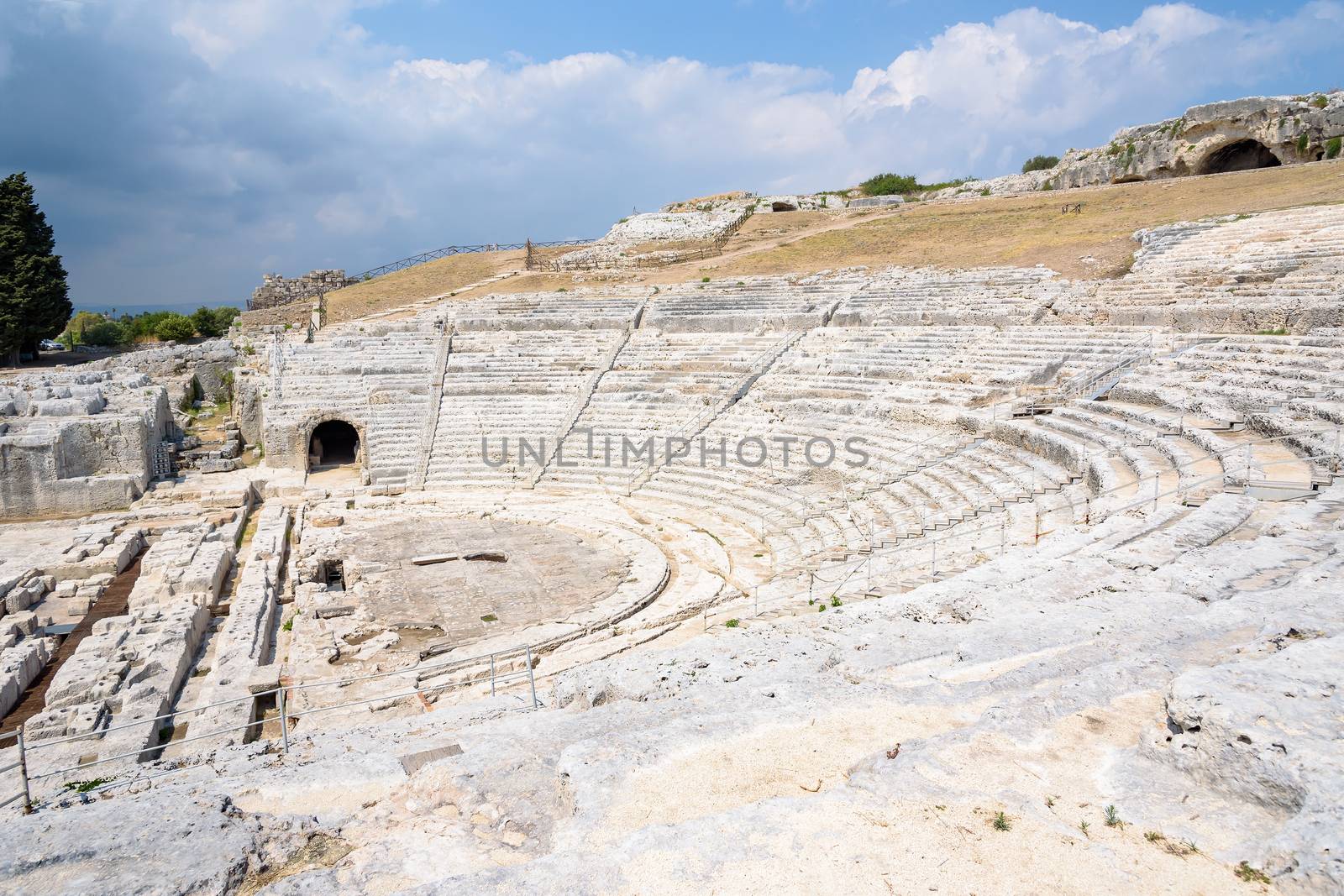 Ruins of greek ancient theatre of Syracuse, Sicily, Italy