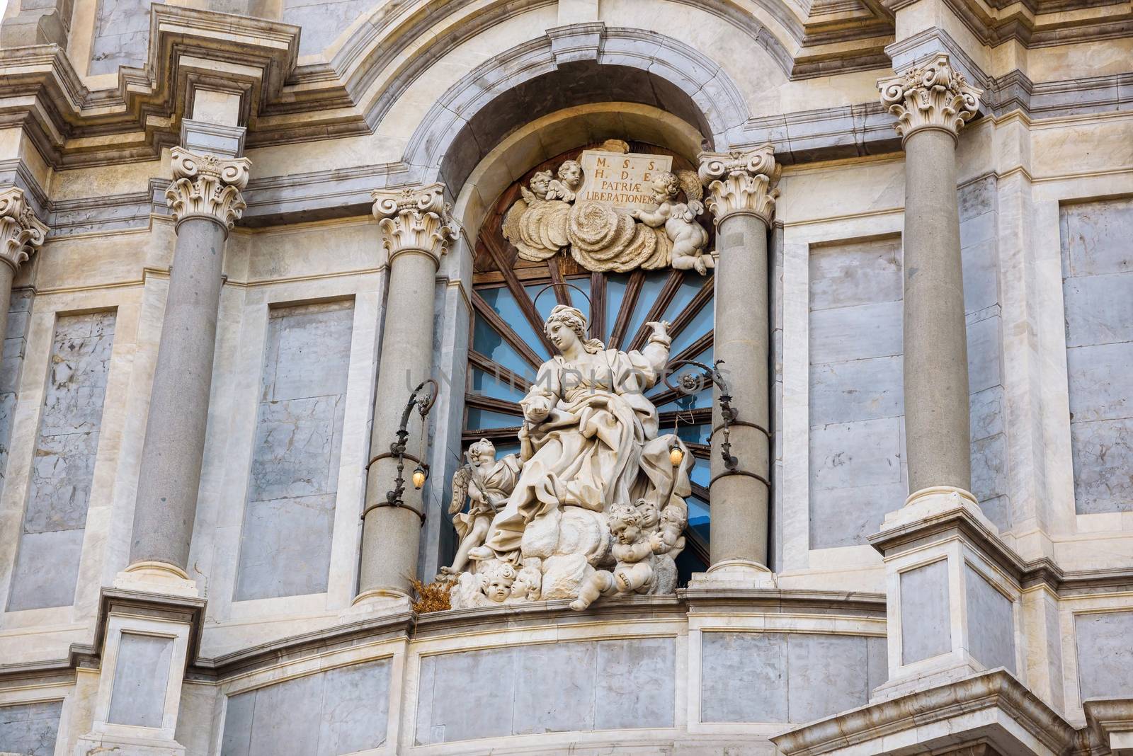 Statue of Saint Agata of Sicily on the facade of the Catania Cathedral