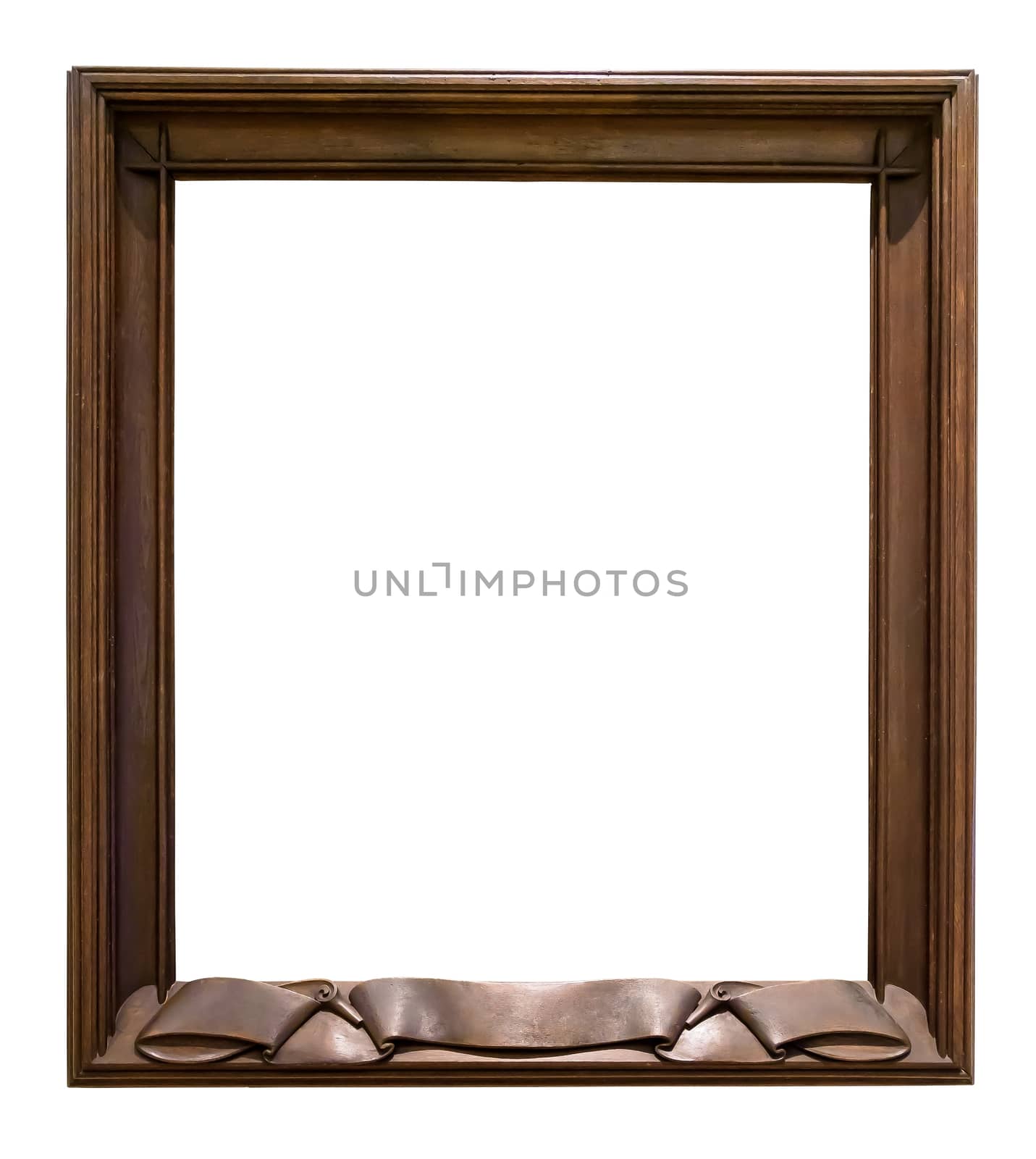 Dark wooden decorative picture frame on white backround by mkos83