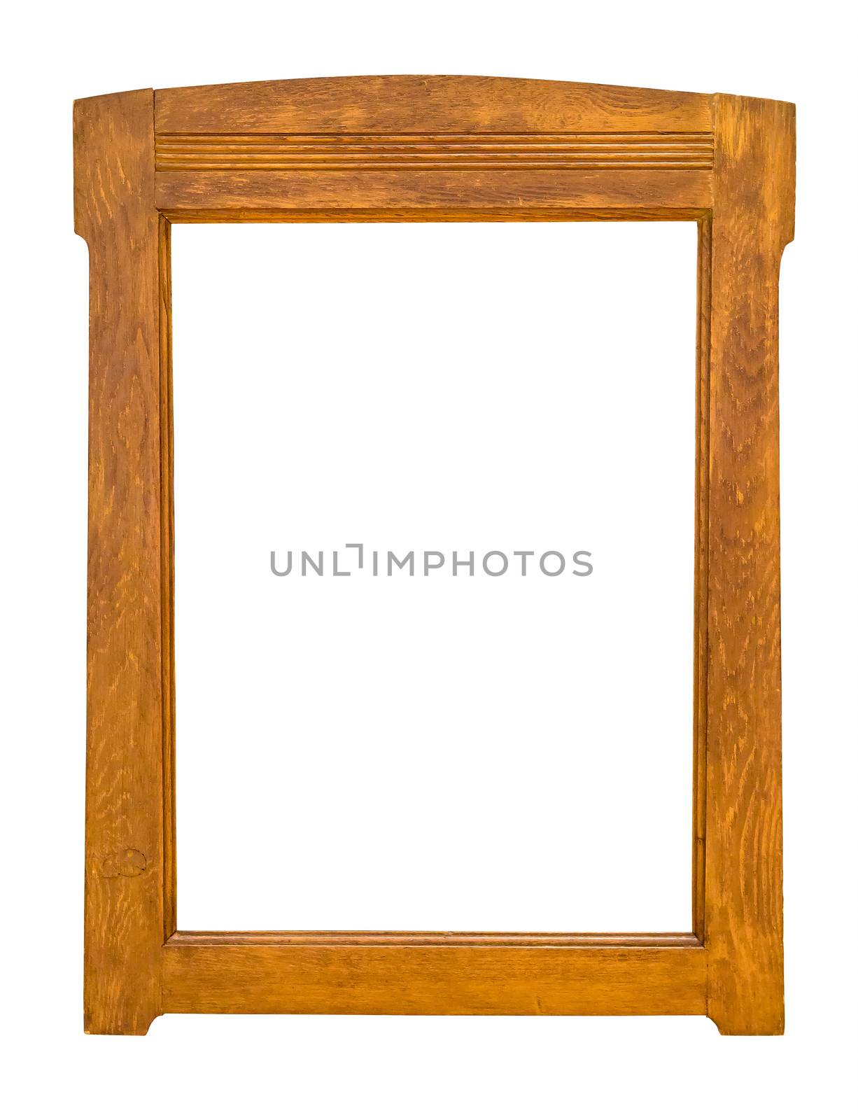 Wooden picture frame isolated on white background with clipping path