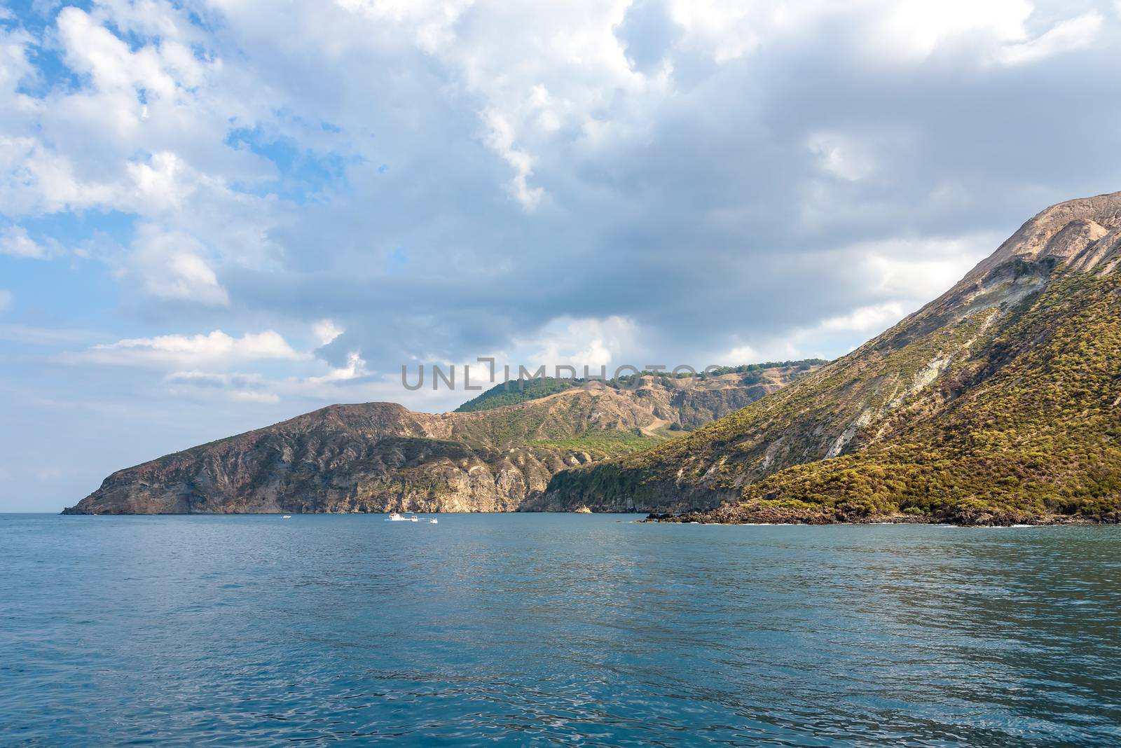 Vulcano Island seen from the sea, Aeolian Islands, Italy