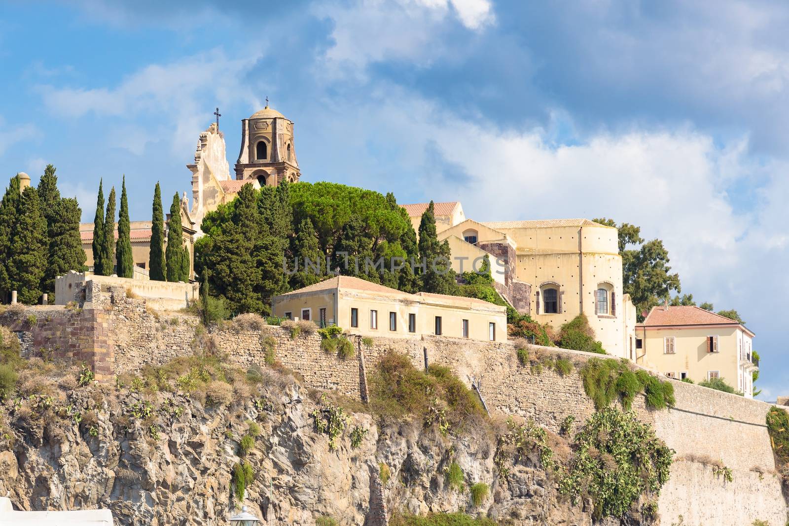 Buildings on the castle rock on Lipari Island by mkos83