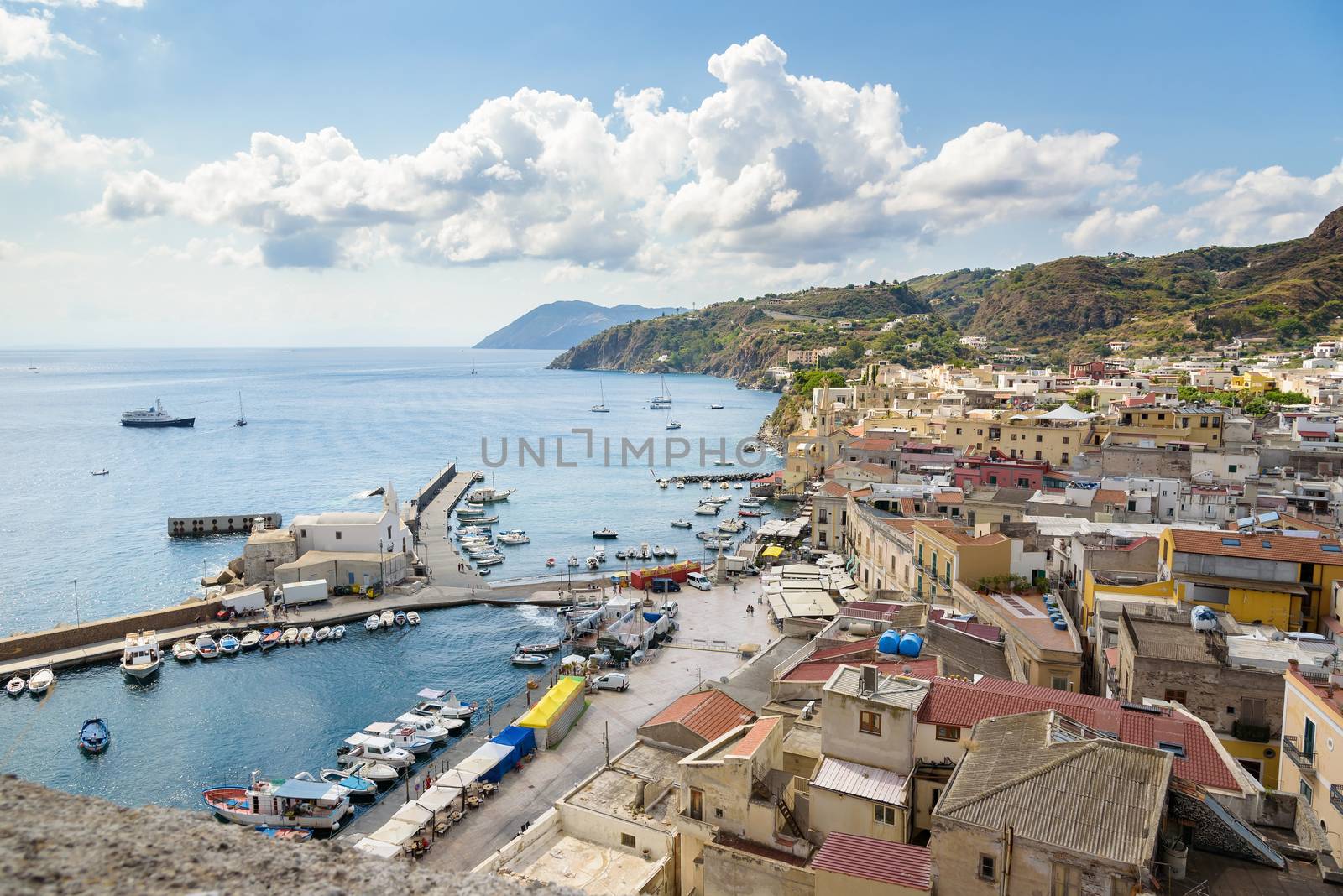 Aerial view of Lipari town by mkos83