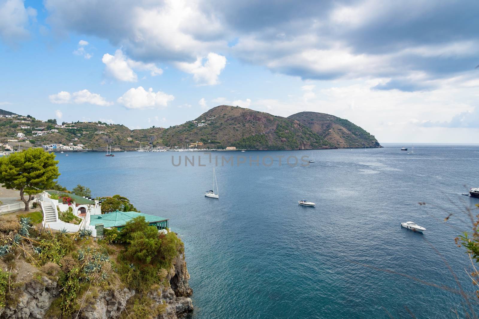 Yachts at the Lipari Island, Aeolian Islands, Italy