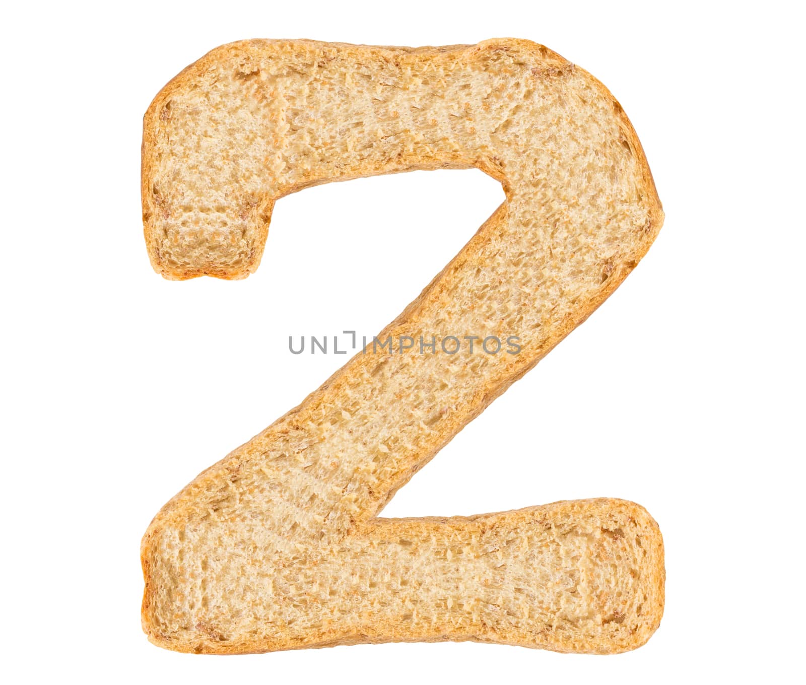 Isolate bread number on white background