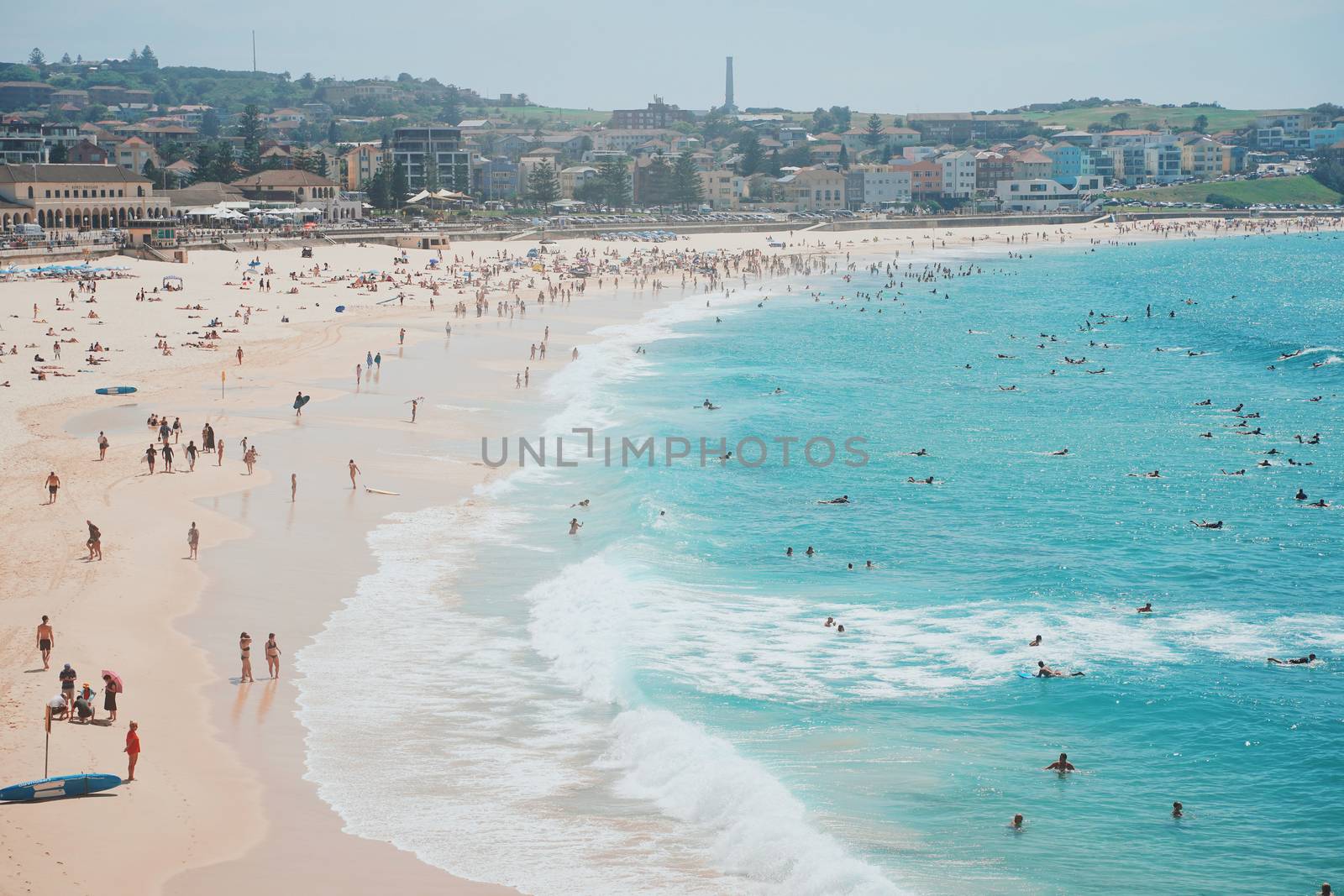 People relaxing in summer vacation on the Bondi beach in Sydney, by nuchylee