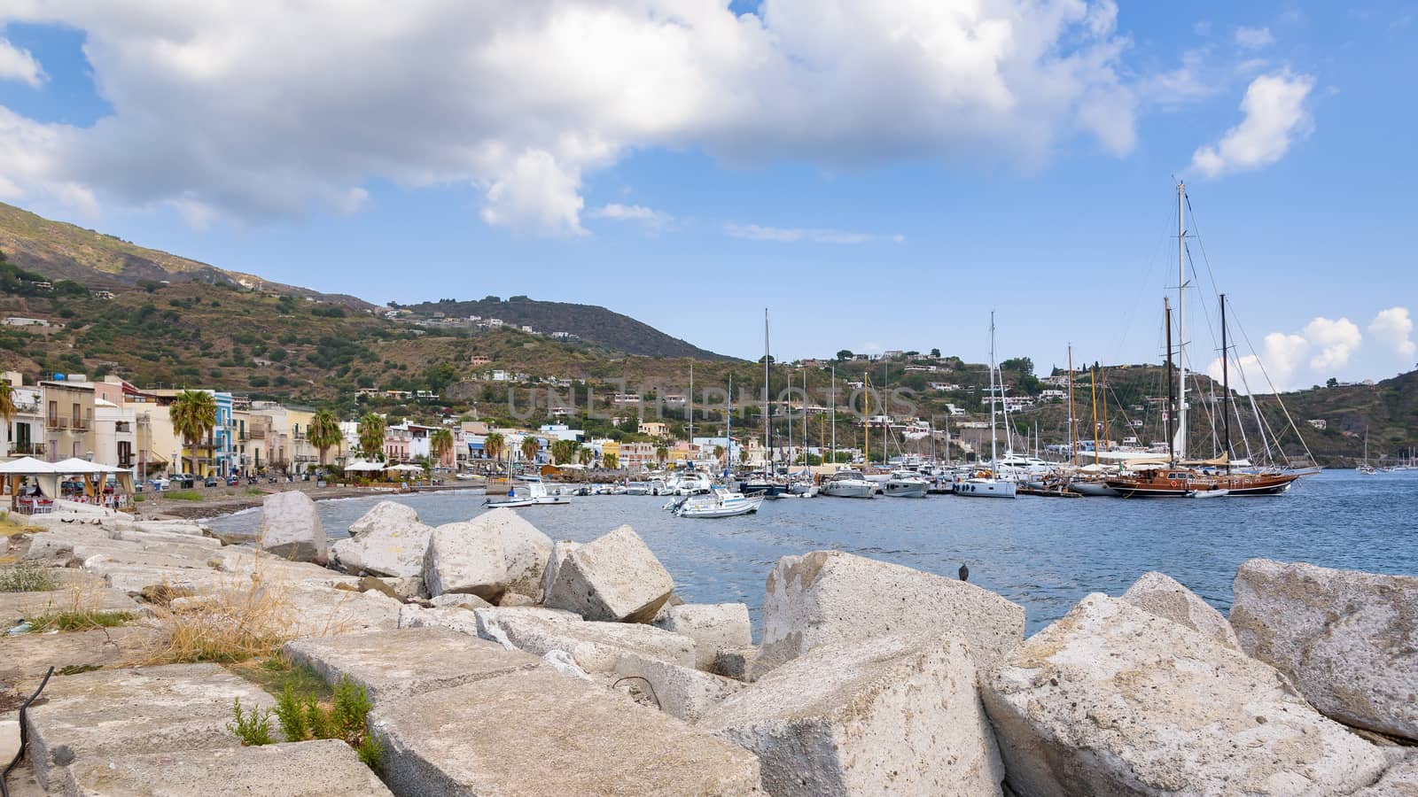 View of Marina Lunga on Lipari Island, Aeolian Islands, Italy