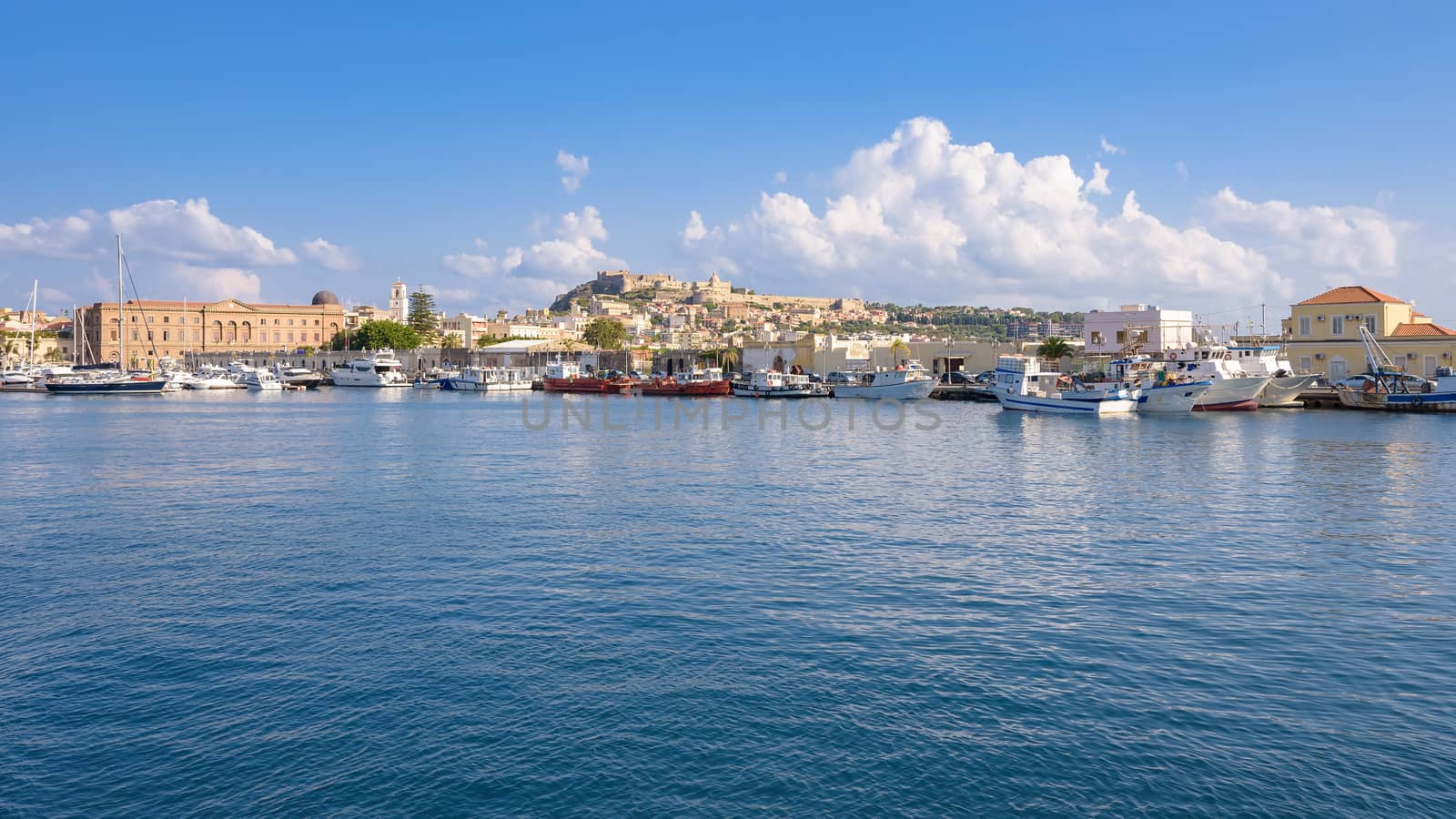 Panoramic view of Milazzo town from the sea by mkos83