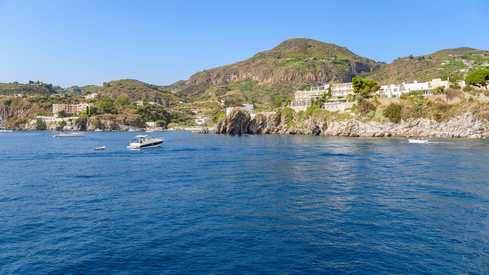 Lipari Island seen from the sea, Aeolian Islands, Italy