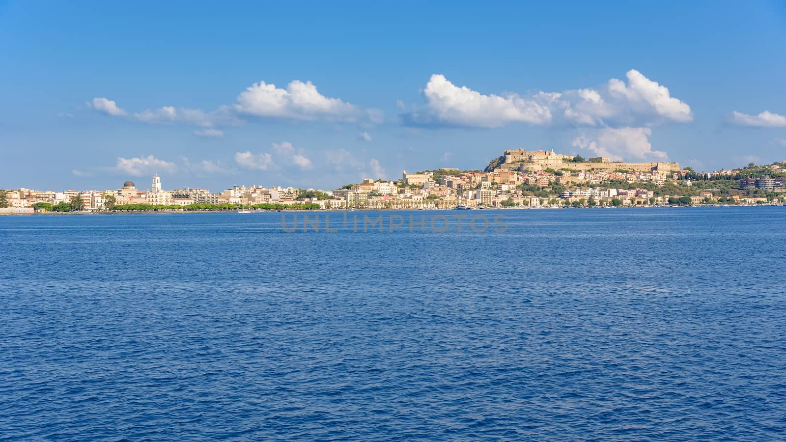 Panoramic view of Milazzo town from the sea by mkos83