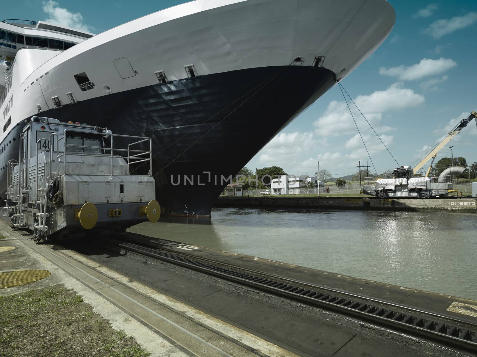 Cruise ship entering Pedro Miguel Locks, Panama Canal