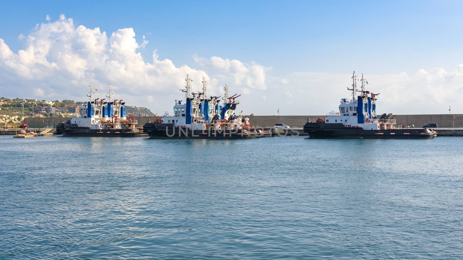 Tugs in the port of Milazzo, Sicily, Italy