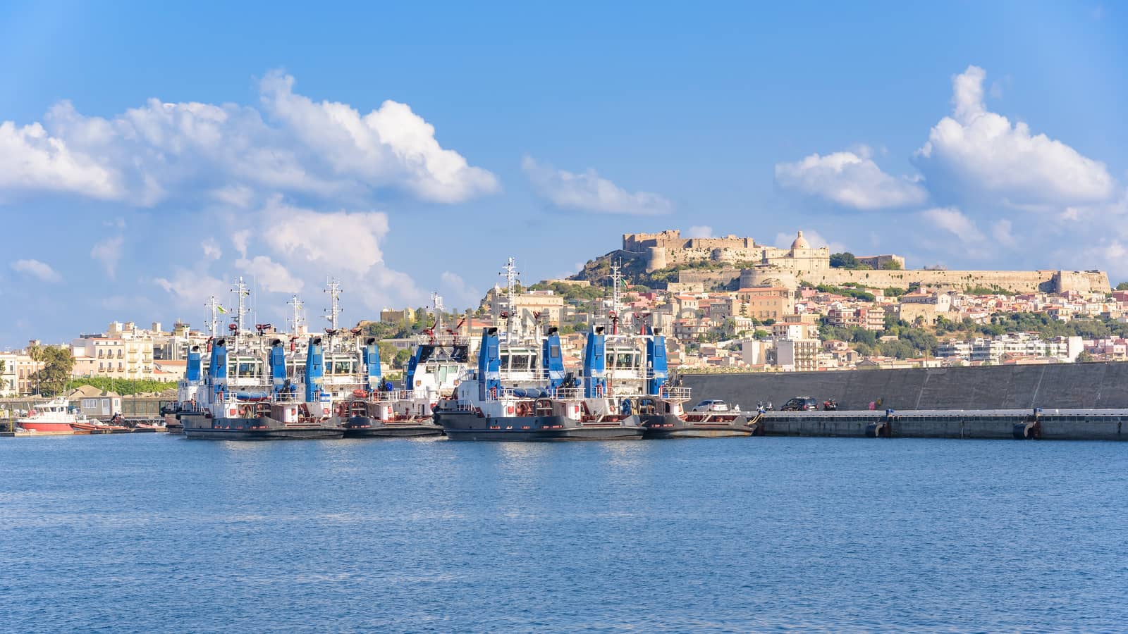 Tugs in the port of Milazzo, Sicily, Italy