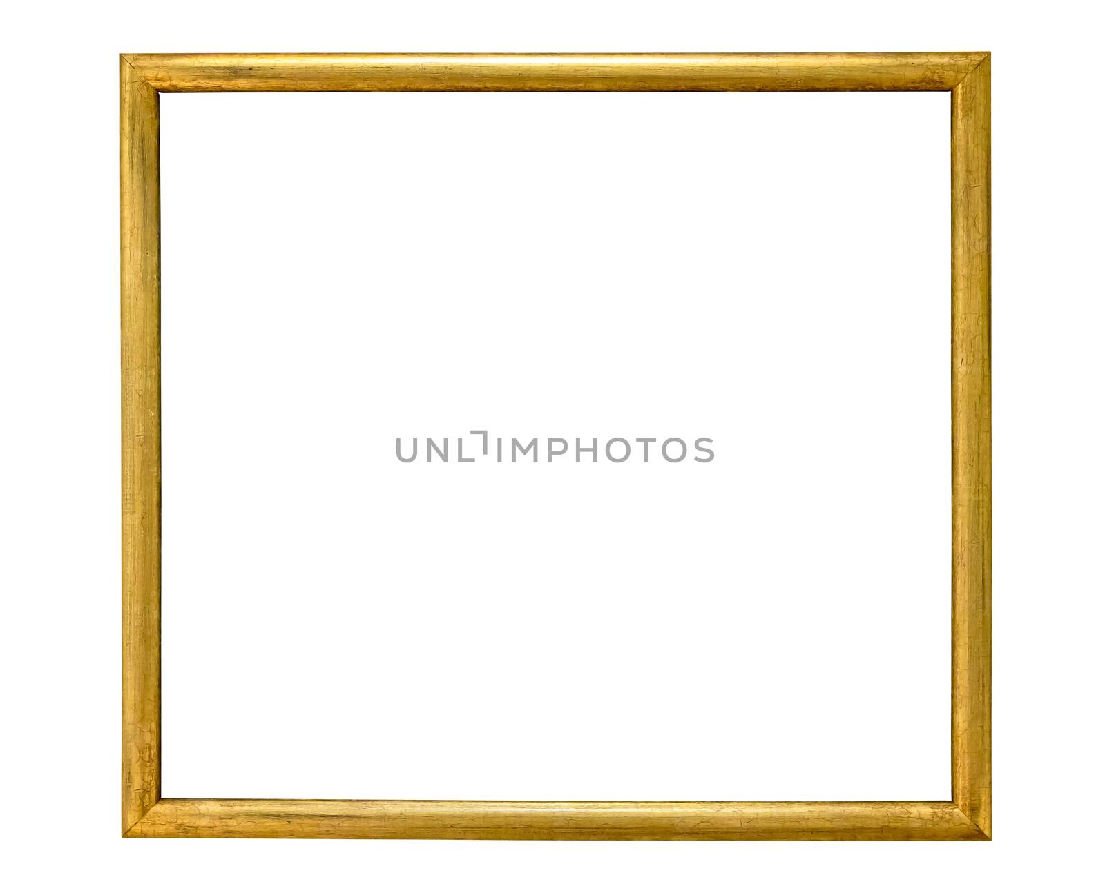 Gold decorative picture frame isolated on white background with clipping path