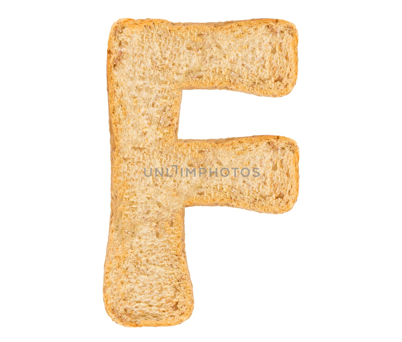 Isolate bread letter, alphabet on white background