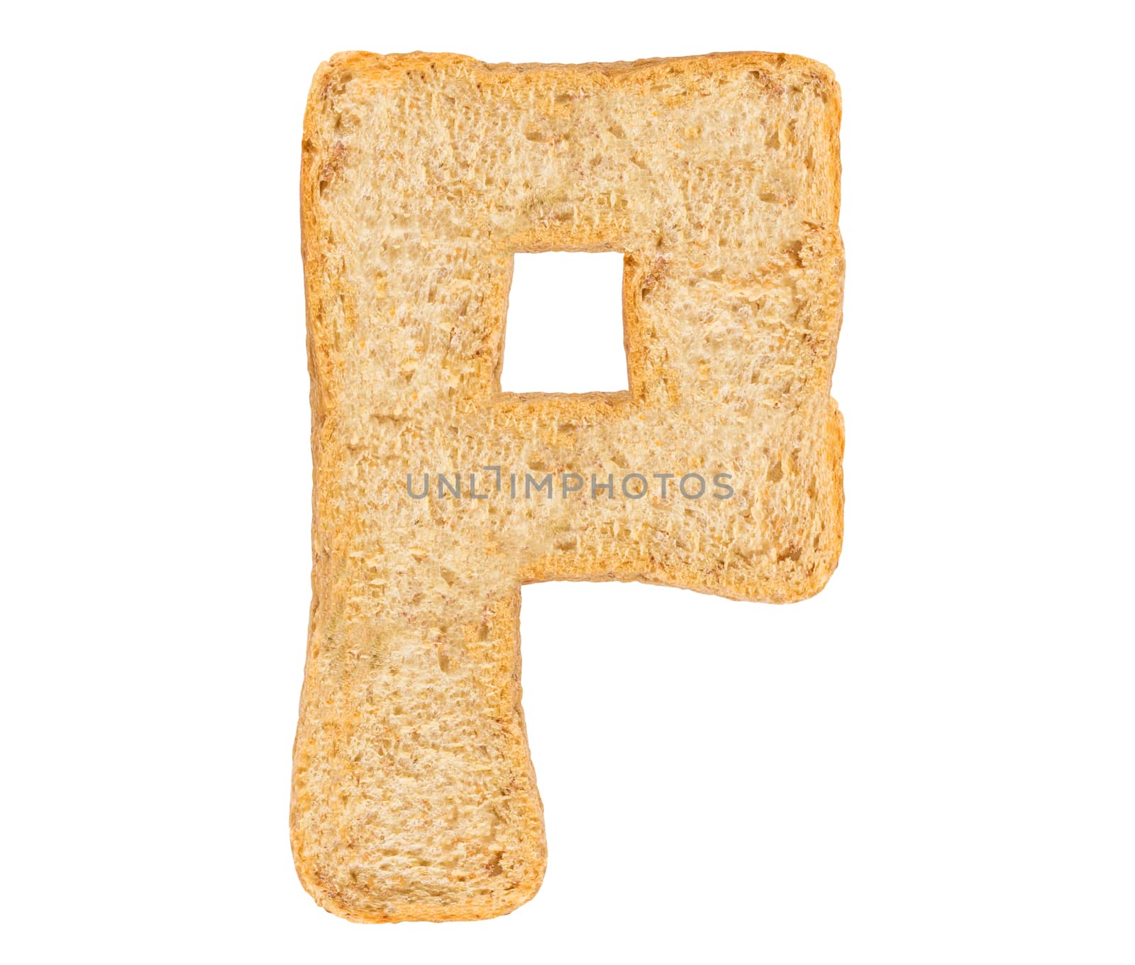 Isolate bread letter, alphabet on white background