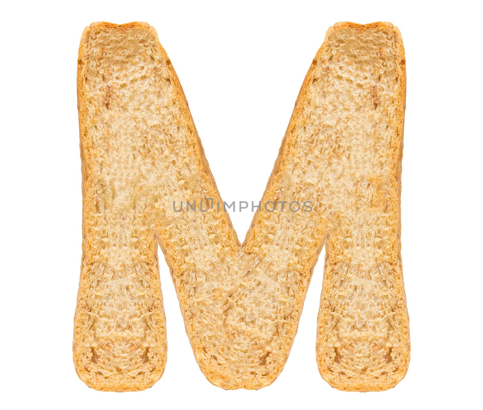 Isolate bread letter, alphabet on white background