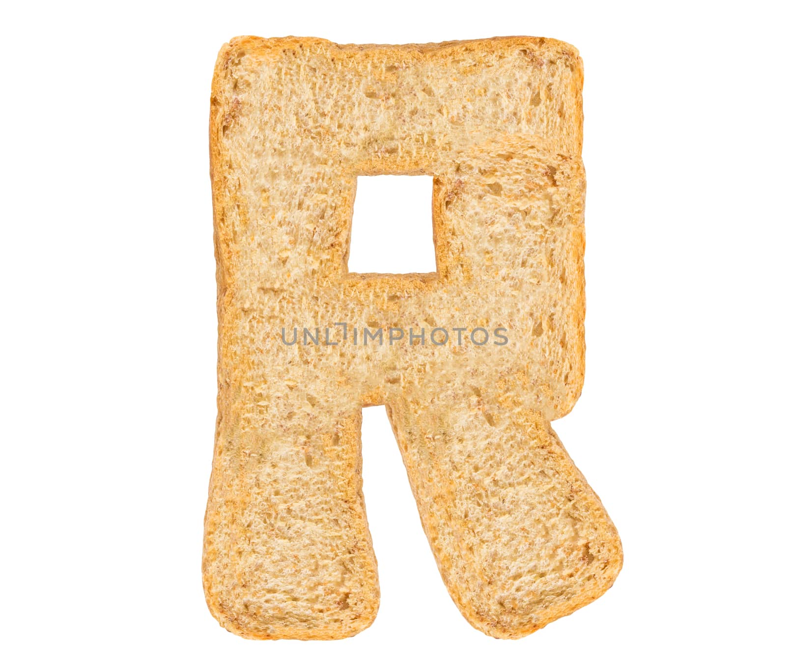 Isolate bread letter, alphabet on white background
