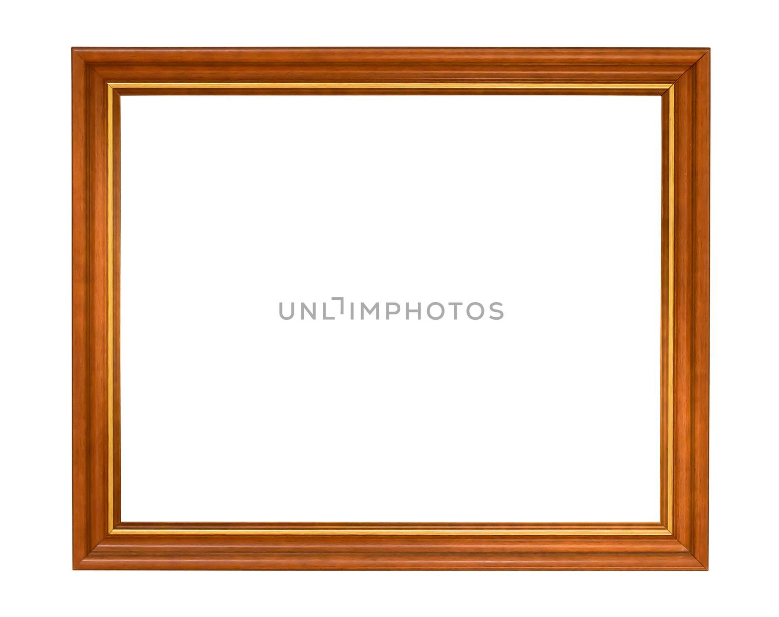 Wooden picture frame isolated on white background with clipping path