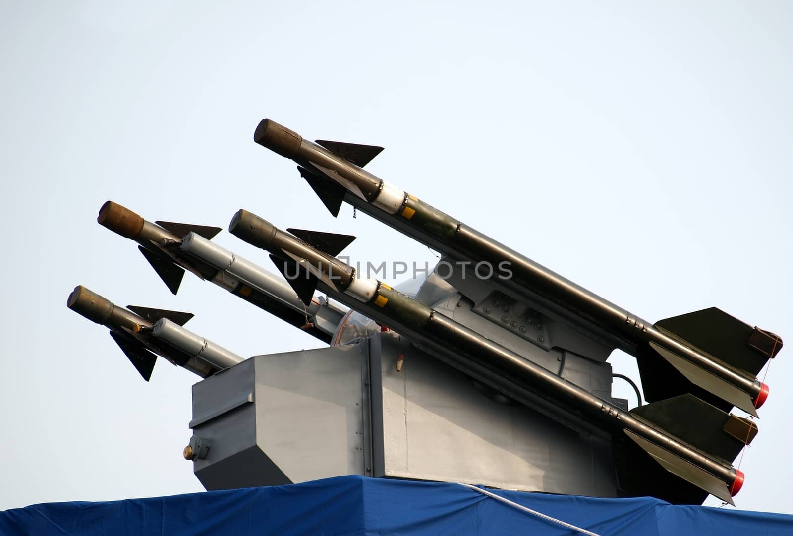 A surface-to-air missile battery mounted on a destroyer
