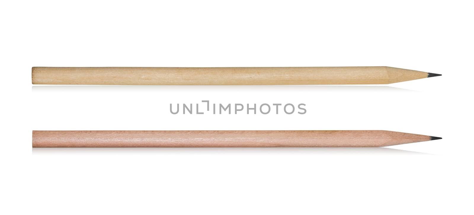 Couple wood pencil isolated on white background, Clipping path