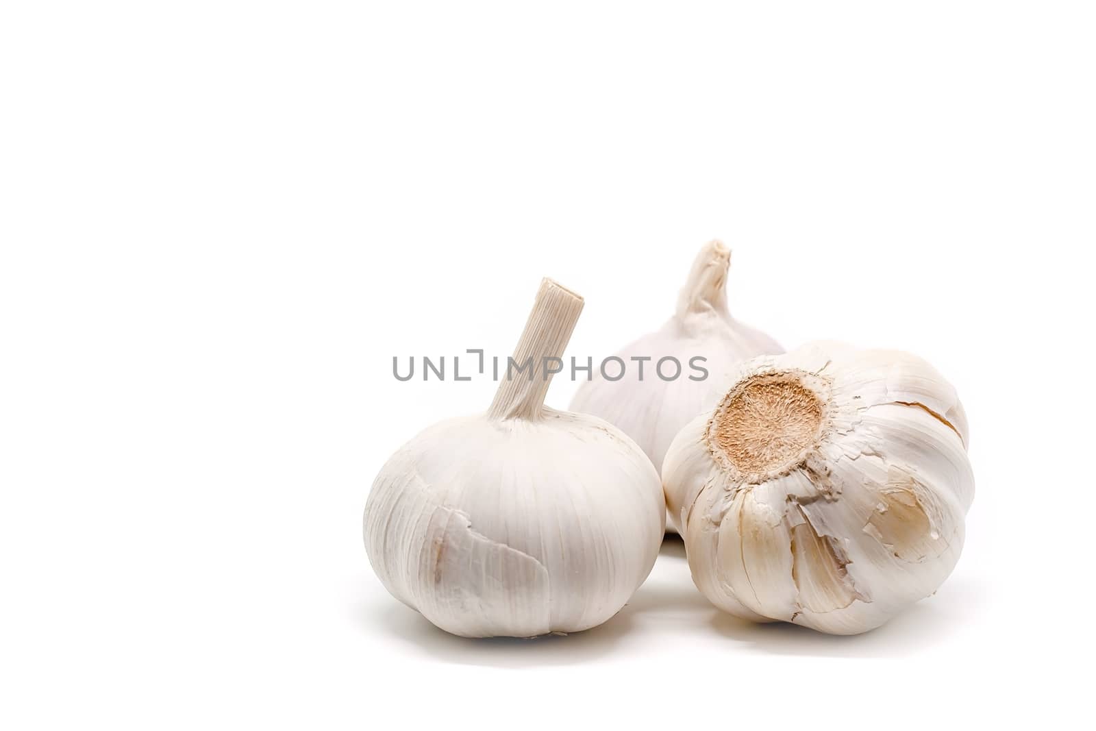 Garlic on white background for food and cooking concept