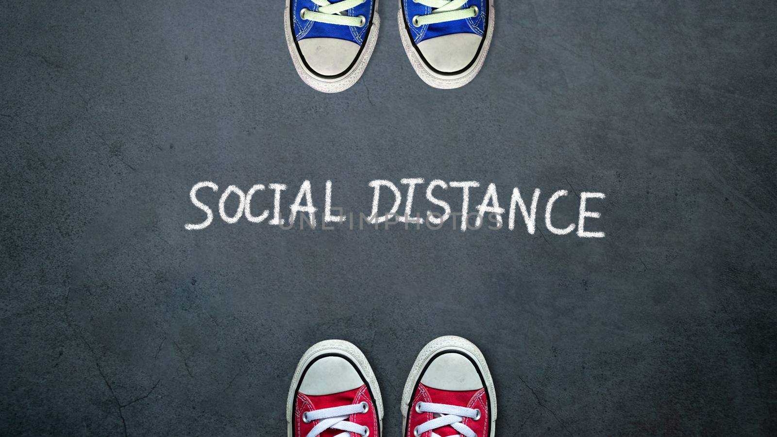 Social distance. two people keep spaced between each other for s by asiandelight