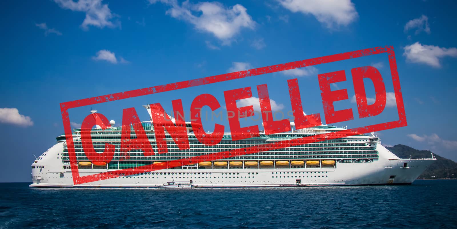 cruise trip cancellation. travel holidays by cruise ship was cancelled because of epidemic of Covid-19 or coronavirus. crisis in the cruise and travel industry around the world.