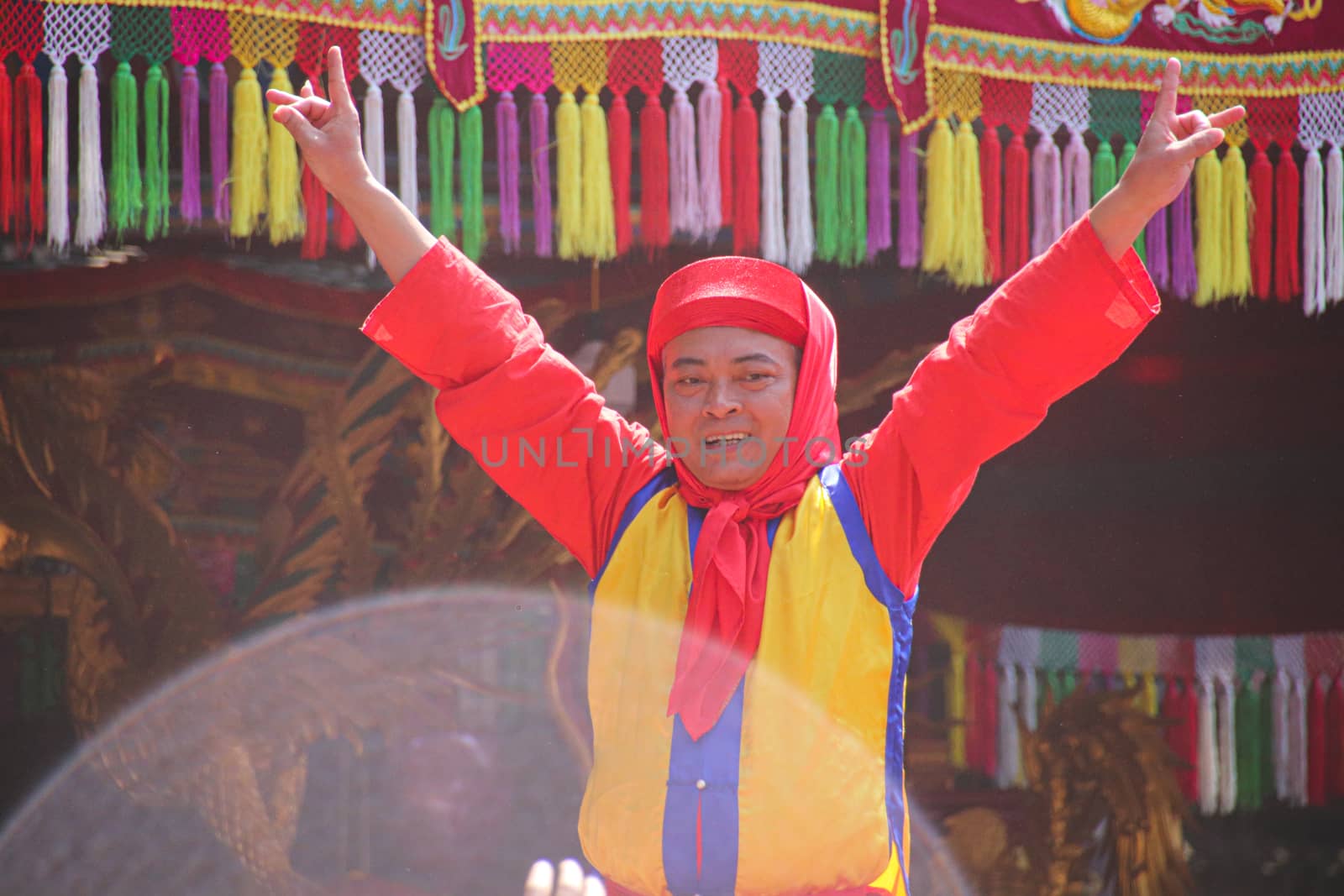 People celebrating the traditional Dong Ky Firecracker Festival or Hoi Phao Dong Ky in Bac Ninh, Vietnam