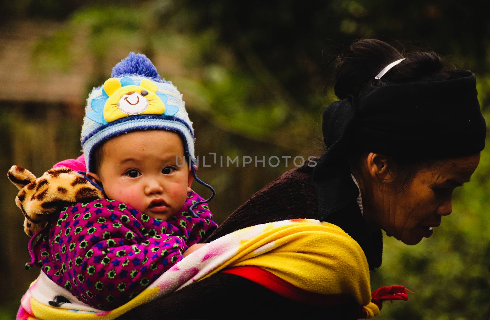Editorial. A Hmong Woman Carrying a Baby by Sonnet15