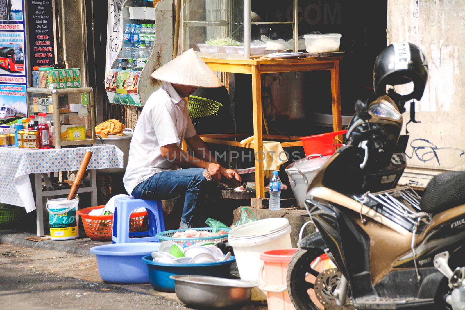 Vietnamese Street Food Vendor by Sonnet15