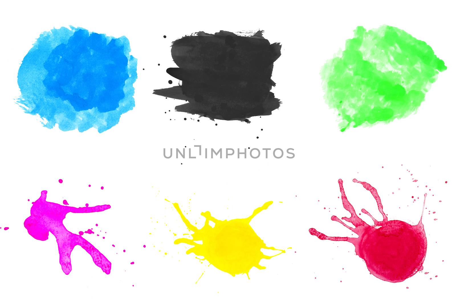 Colorful of abstract  Watercolor Pack isolate on White Background