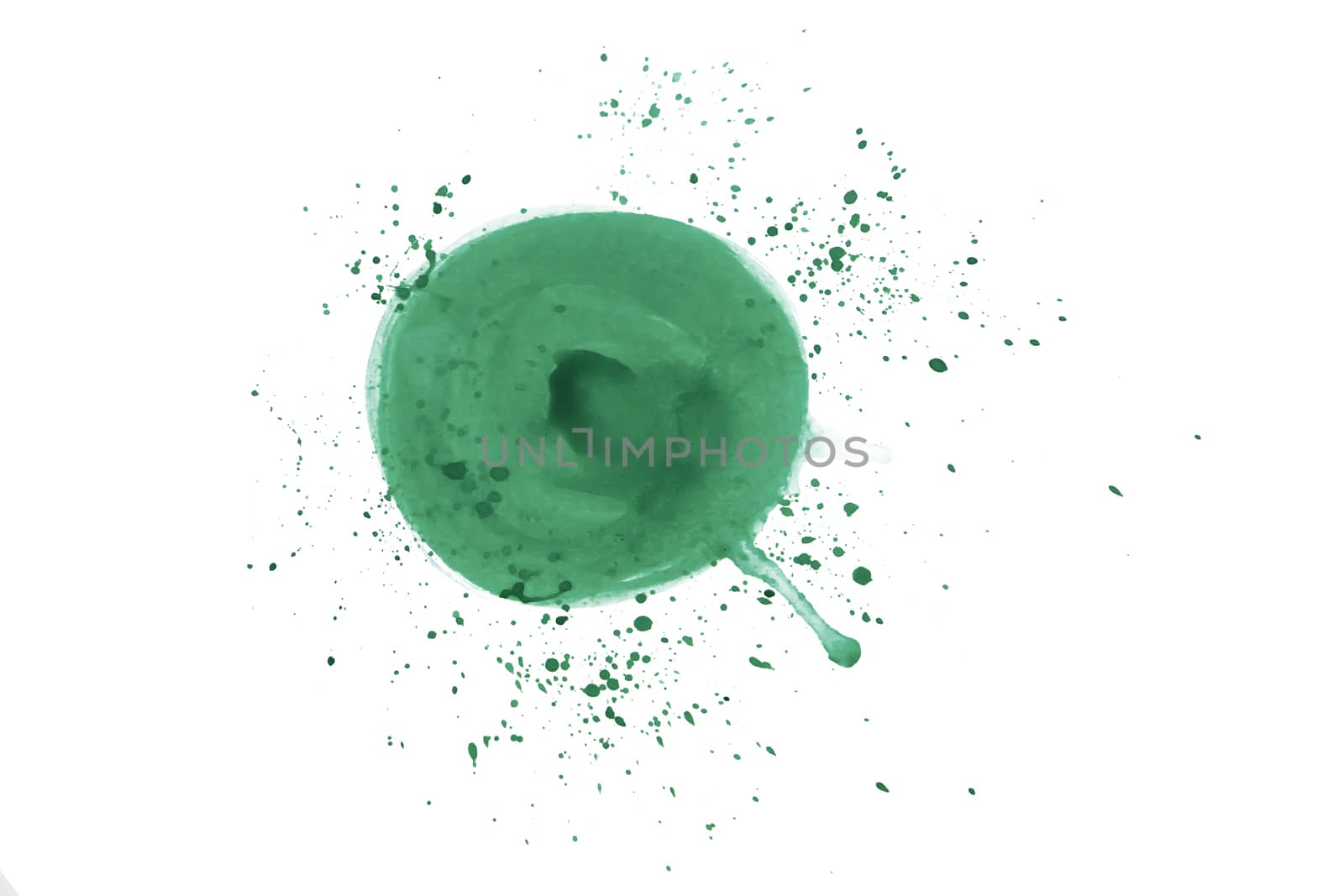 Green water color circle splash isolate by draftseptember