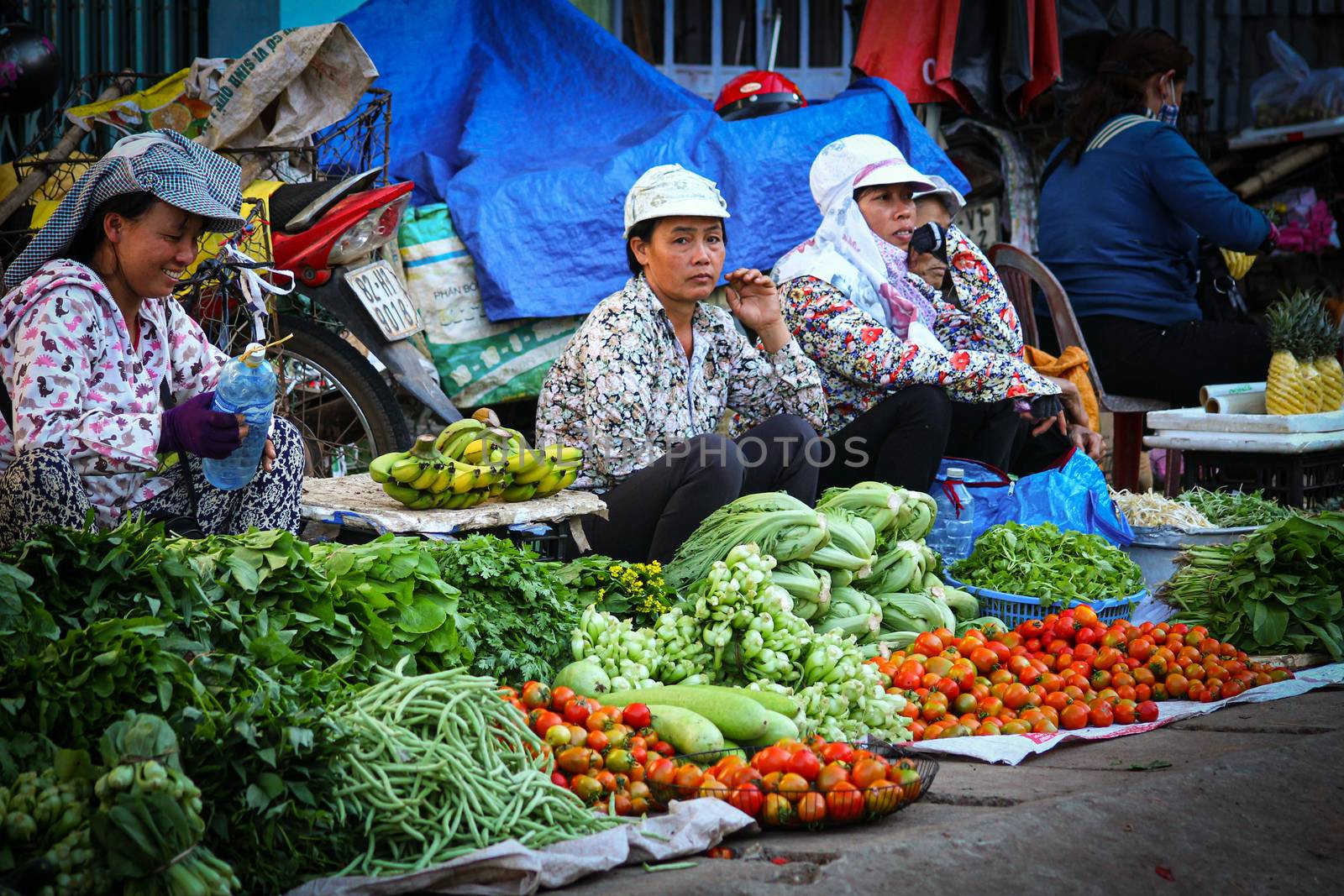 Editorial. Market Vendors Selling Fresh Vegetables by Sonnet15