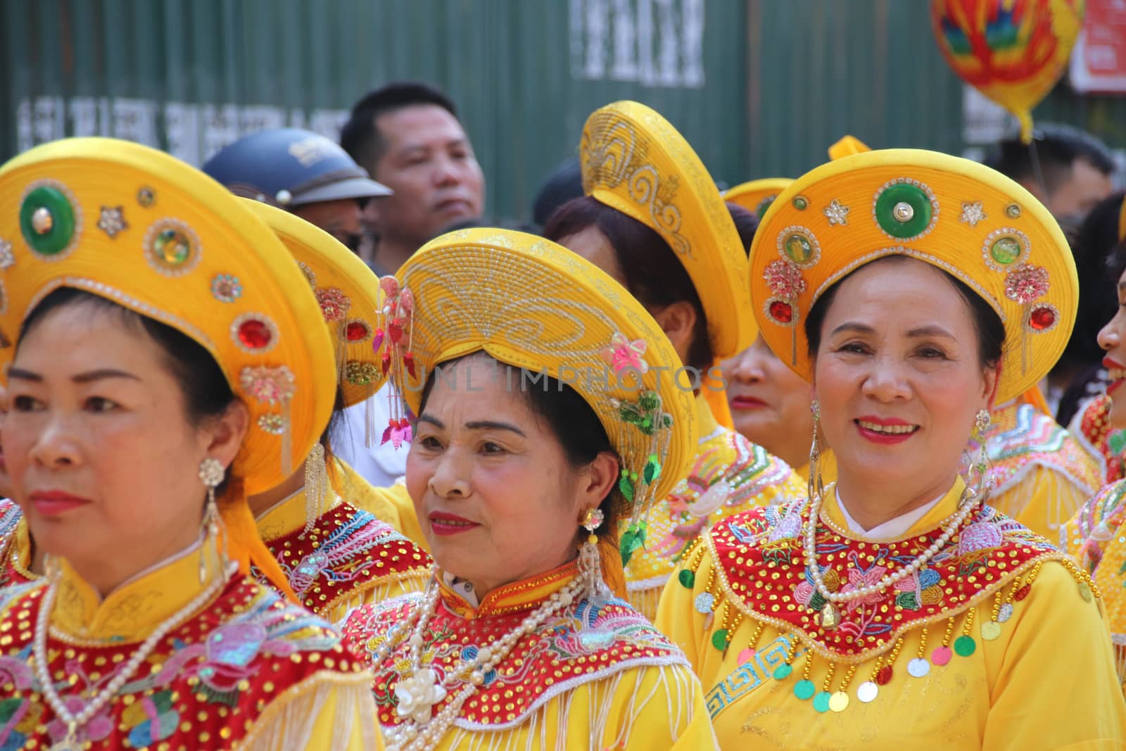 Street parade during the traditional Dong Ky Firecracker Festival (Hoi Phao Dong Ky) in Bac Ninh Vietnam