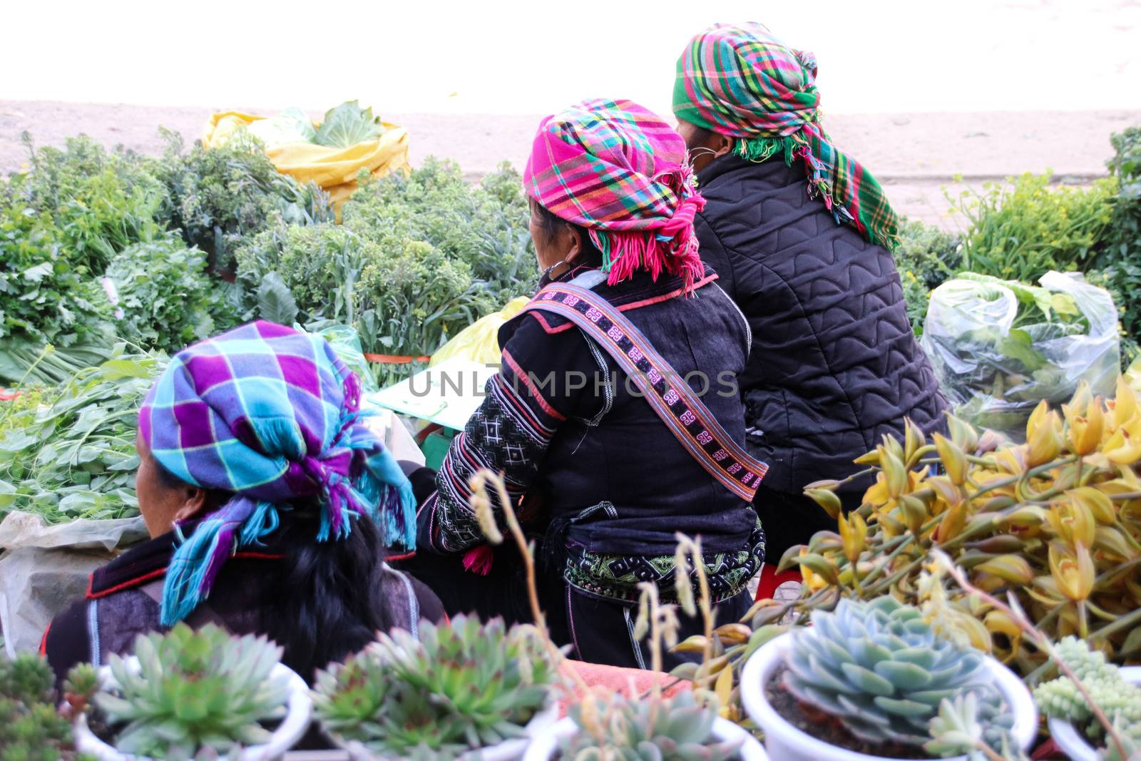 Ethnic market in Meo vac Ha giang Province, Vietnam where different hill tribes come together to trade their goods