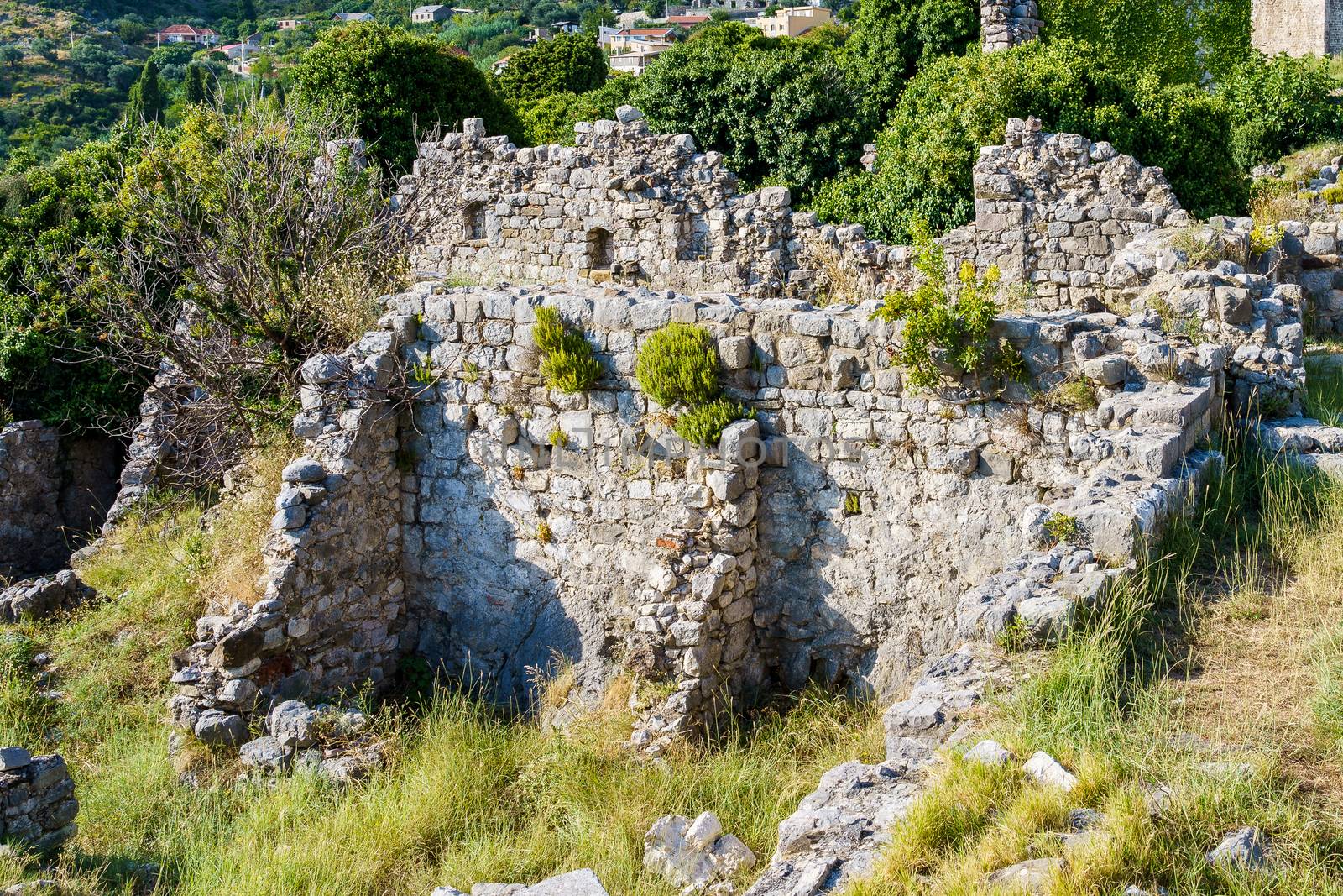 antique architecture, the remains of ancient buildings in the city of Bar on the Adriatic coast in Montenegro