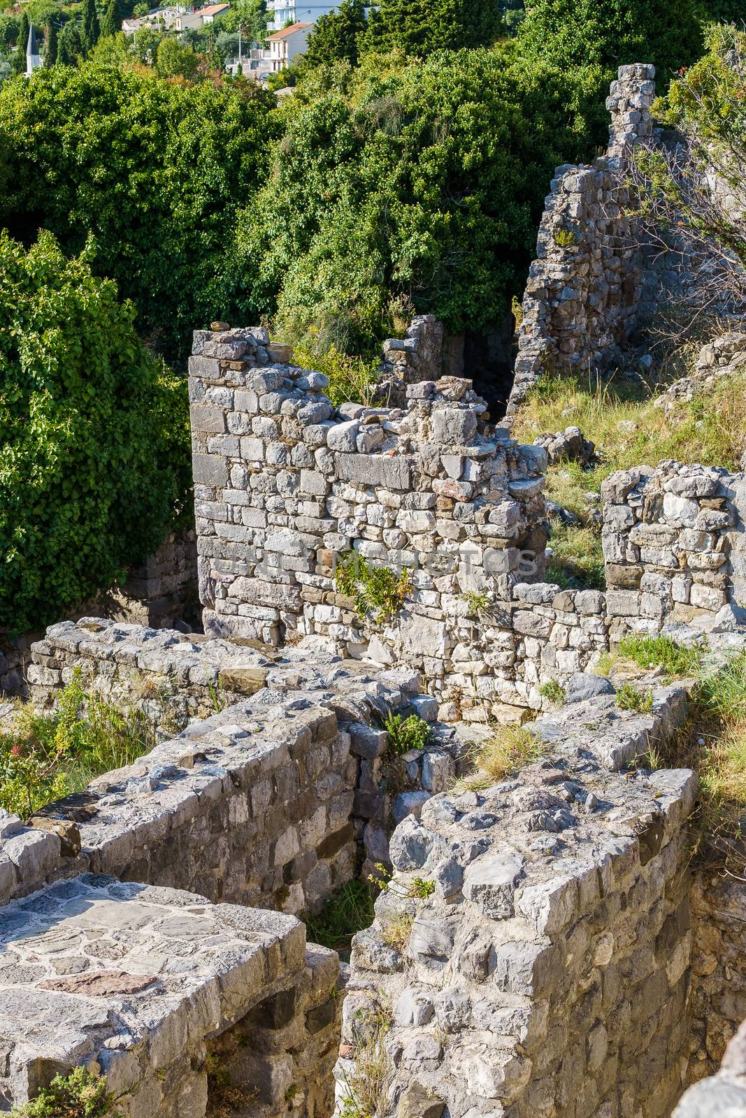 antique architecture, the remains of ancient buildings in the city of Bar on the Adriatic coast in Montenegro