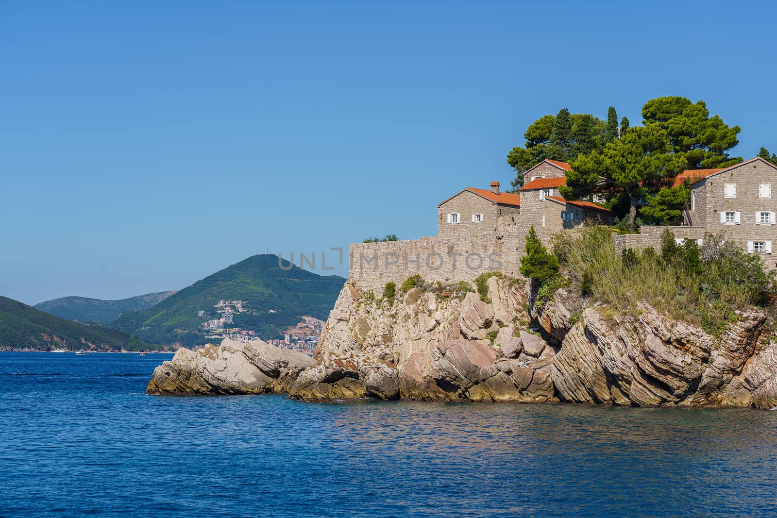 island of St. Stephen off the coast of Montenegro by VADIM