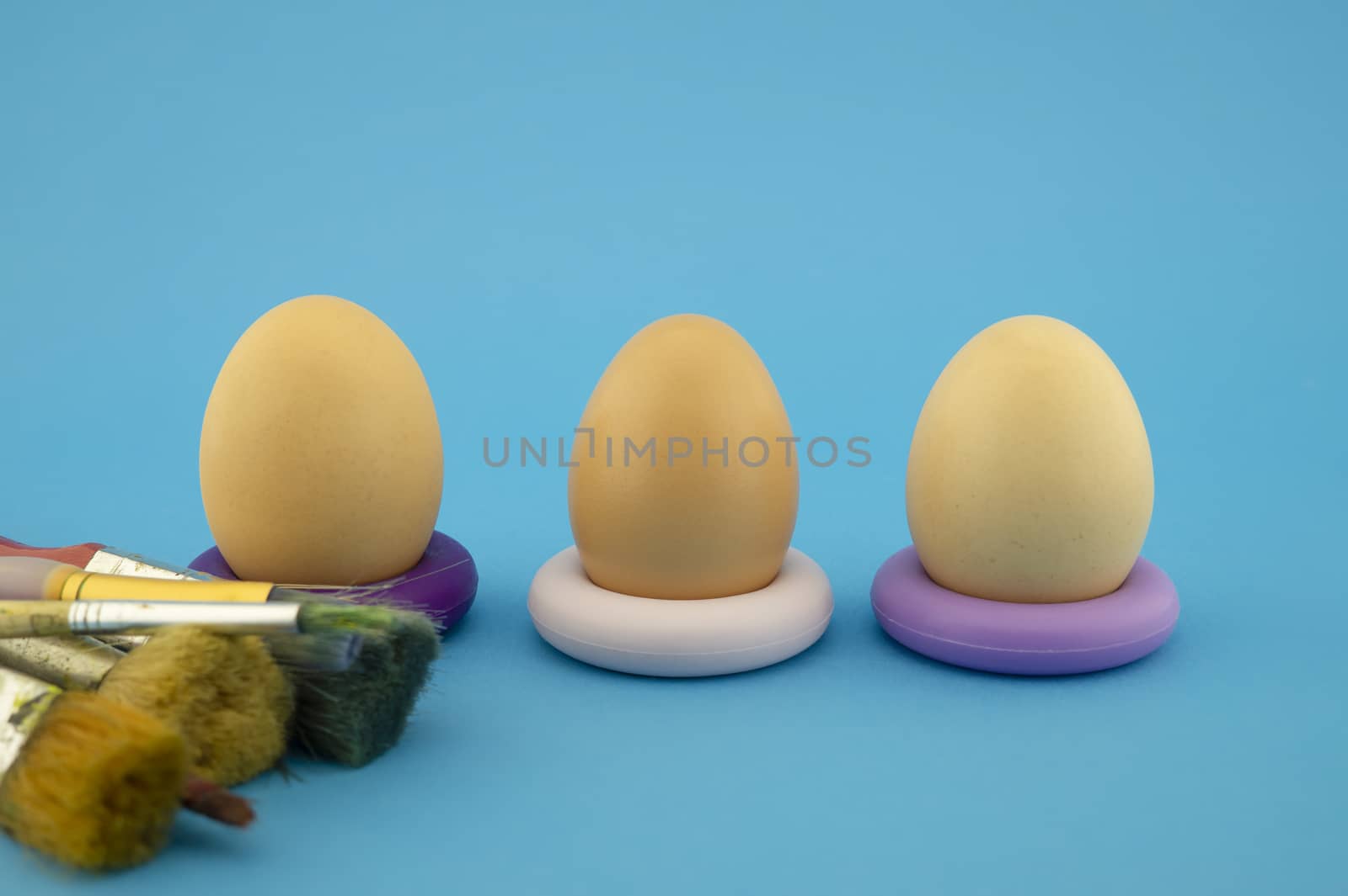 Easter eggs coloring concept on blue background by NetPix