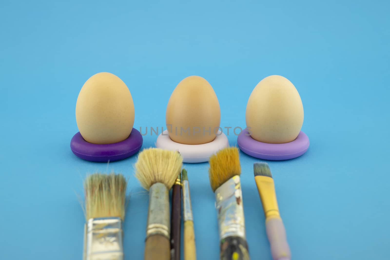 Easter eggs coloring concept on blue background by NetPix