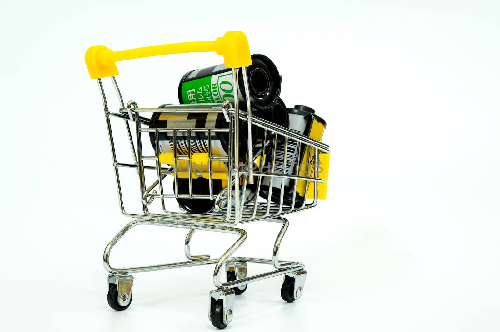 A Group of Film in The Market Cart Isolate on White Background