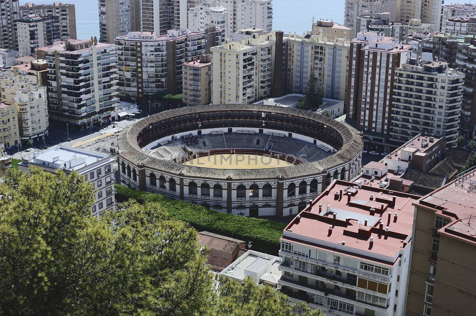 Bullring And Malaga City, Andalusia, Spain 