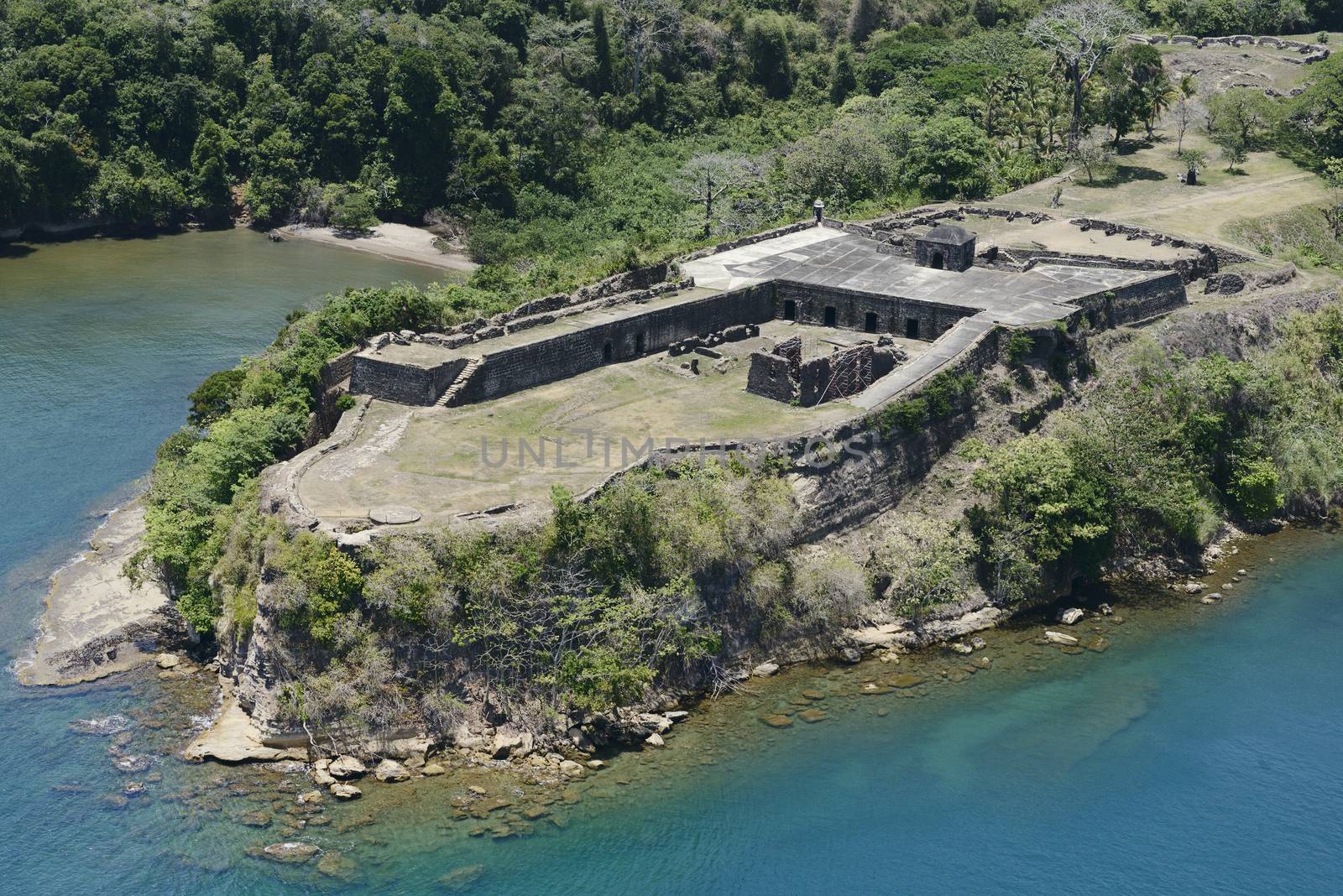 Aerial view of Fort Sherman at Toro Point, Panama Canal, Panama